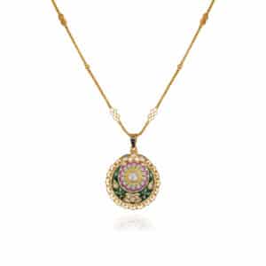 Meenakari Lotus Heritage Medallion
