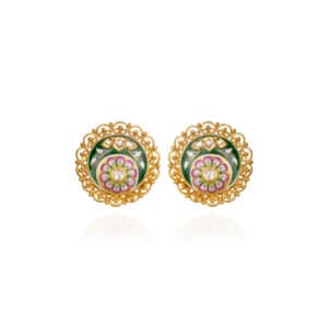 Meenakari Lotus Heritage Studs