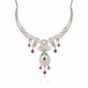 Ruby Scroll Chandelier Necklace