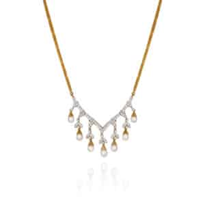 V-Fringe Pearl Necklace