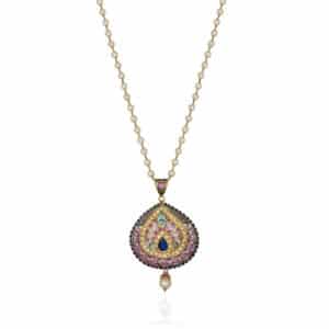 Mughal Garden Meenakari Pendant/ Pearl Necklace