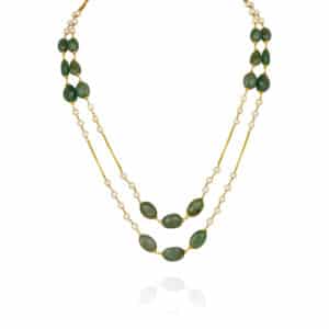 Emerald & Pearl Layered Necklace