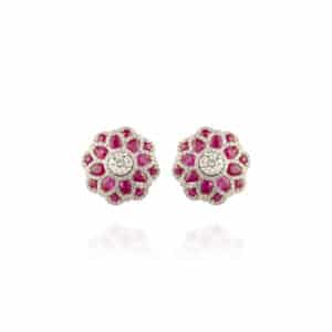 Burmese Ruby Wildflower Studs