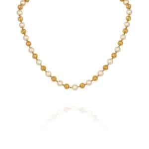 Carved Orb and Pearl Necklace