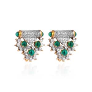 Emerald Cabochon Floral Earrings