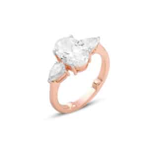 3.2 ctw Pear & Oval 3-stone Ring