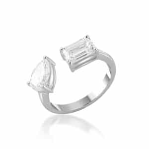 2.5 ctw Pear & Emerald-cut Open Ring