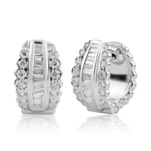 Baguette & Round Diamond  Signature Huggies