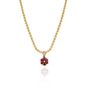 Oval Ruby Floret Pendant